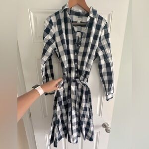 JCrew Blue Plaid 3/4 Sleeve Dress
